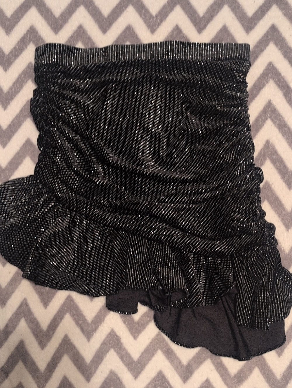 ZARA Black Mini Skirt with Silver Pinstripe Detail
